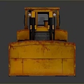 Yellow Bulldozer with Tracks and Front Blade as Heavy Duty Functional Vehicle