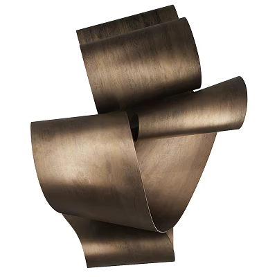 Elegant Contemporary Bronze Metal Wall Decor Featuring Spiral Twisted Ribbon Design 3d model