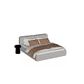 Fabric double bed pillow round side 3d model