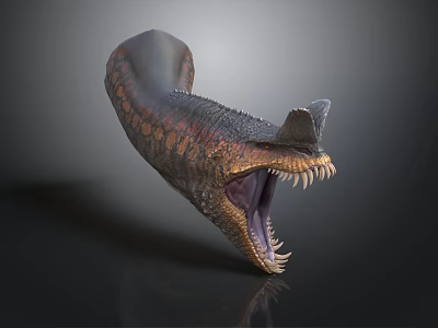 Fierce Dinosaur Head With Open Mouth Sharp Teeth Horn And Textured Skin 3d model