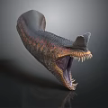 Fierce Dinosaur Head With Open Mouth Sharp Teeth Horn And Textured Skin