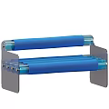 Modern Outdoor Sofa With Blue Cushions And Metal Frame For Patio Relaxation Area
