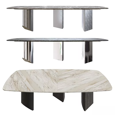 Modern Dining Tables With Marble Tops And Sleek Metal Legs Design 3d model