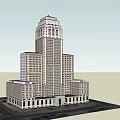 Classical Style Tall Office Building With Ornate Top And Symmetrical Exterior Design
