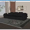 Leather sofa French three-seat sofa 3d model