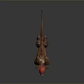 3D Fantasy Monster Character With Red Spiky Hair Back Spikes And Sharp Claws