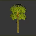Two 3D Rendered Decorative Plants With Green Lush Leaves And Yellow Textured Trunks