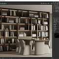 Modern desk and chair bookshelf desk and chair combination 3d model