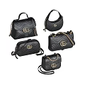 Black Quilted Handbags With Gold Double G Logo And Various Stylish Designs