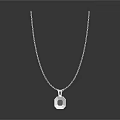 Elegant Silver Necklace With Transparent Faceted Pendant Delicate Chain And Shiny Surface