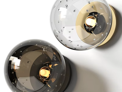 Modern Spherical Wall Lamps With Transparent Black Design Decorative Dots And Metal Frame Lighting 3d model