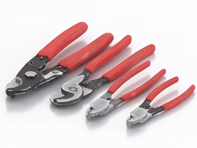 Practical Hardware Tools Pliers Set with Red Handles and Various Sizes 3d model