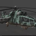 Military Camouflage Helicopter With Rotors Fuselage Details Landing Gear And Armament