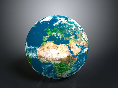 3D Rendered Earth Globe With Detailed Continents Oceans And Clouds 3d model