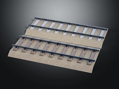 Model Train Tracks With Wooden Ties And Gravel Roadbed Miniature Layout 3d model