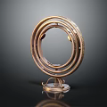 Golden Concentric Circular Decorative Sculpture With Base Stand On Black Background 3d model