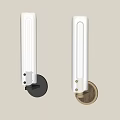 Two Modern Wall Lamps With White Cylindrical Shades And Black Gold Bases
