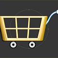Yellow Plastic Shopping Cart with Blue Handle and White Wheels for Kids