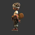 3D Character Creature Models Wearing Hat And Colorful Outfit With Surfboard And Knife