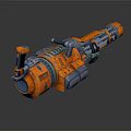 Orange Mechanical Weapon With Intricate Structure And Heavy Duty Design 3d model