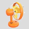 Orange Air Cooler Fan With Yellow Blades White Protective Grille Base And Red Button