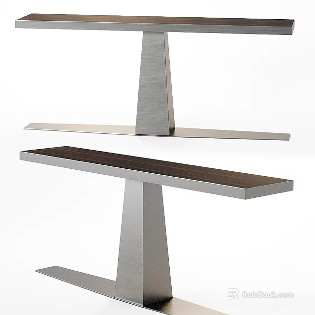 Modern Minimalist Table Design Featuring Metal Frame And Wooden Top Surface 3d model 