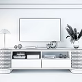 Modern Luxury TV Stand With Glass Top Gold Accents And Decorative Items In Living Room