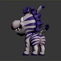 Cute 3D Cartoon Zebra With Purple Mane Tail Stripes Pink Nose And Blue Eyes