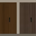 Two Dark Brown Wooden Security Doors With Black Locks And Simple Design 3d model
