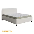 Double Bed with Beige Frame Simple Design Mattress Diamond Stitching and Black Legs