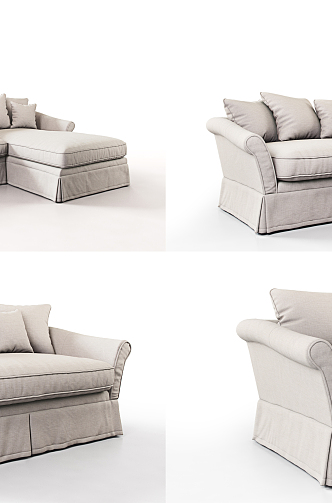 Jane European Combo Sofa Cloth Corner Sofa 3d model