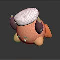 Cute Game and Movie Character With Orange Body Brown Horns White Hat Lying Posture
