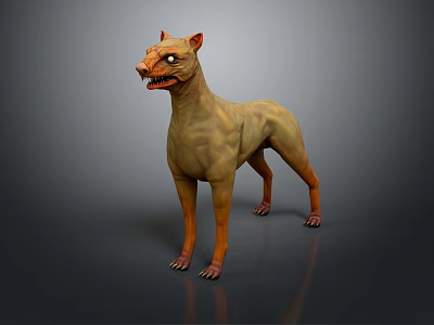 Mythical Creature Game Movie Character With Brown Yellow Skin Rough Texture Fierce Eyes Standing Pose 3d model