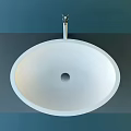 Sleek White Oval Countertop Washbasin With Modern Faucet On Dark Surface