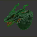 Game and Movie Character 3D Dragon Head Model With Blue Scales Red Eyes Open Mouth