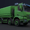 Green Utility Truck With Covered Cargo Bed And Multiple Wheels For Heavy Duty Transport