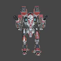 Red And Black Mechanical Robot Warrior Character For Game And Movie With Arm Weapons