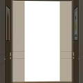 Modern Office Corridor With Elevator Entrance Wall Decor And Ceiling Lighting 3d model