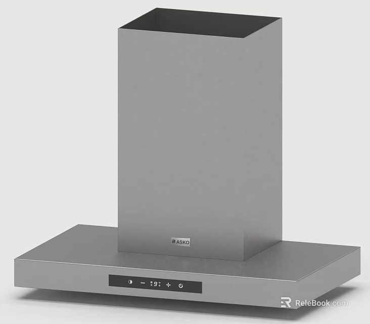 Modern Stainless Steel Kitchen Range Hood With Control Panel Appliance 3d model 