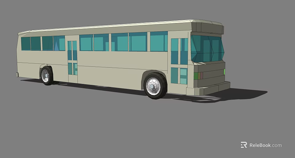 Light Gray Modern Bus With Blue Windows And Double Doors Design 3d model