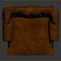 Classic Brown Leather Armchair With Tufted Backrest Curved Armrests And Wooden Legs