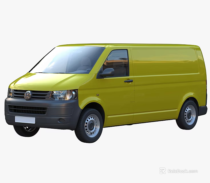 Yellow Volkswagen Cargo Van Exterior Look 3d model