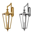 Gold and Silver Modern Wall Sconces with Geometric Frame and Glass Shade