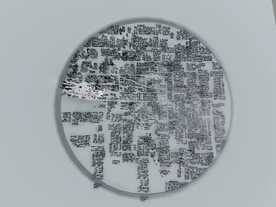 Round Background Wall With Detailed Urban Grid Map Pattern Design 3d model