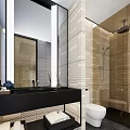 Modern Hotel Room Interior With Comfortable Bed Wooden Walls TV And Lighting