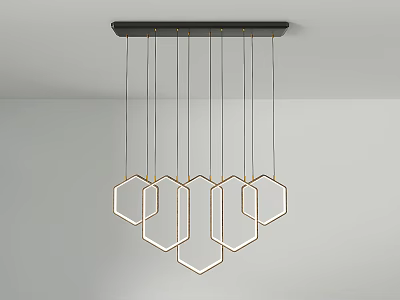 Modern Geometric Cluster Chandelier With Hexagonal Metal Frame Ceiling Hanging Design 3d model