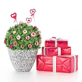 Heart Shaped Balloons for Valentine's Day Decoration with Flower Bouquets and Gift Boxes