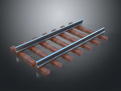 Train Rail Tracks Structure With Steel Rails And Wooden Sleepers Design 3d model
