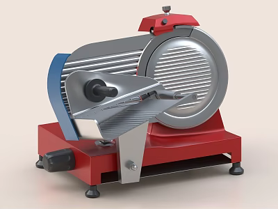Kitchen Electric Slicer With Red Base And Silver Blade For Home Kitchen Use 3d model