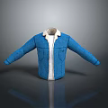 Blue Jacket With White Fleece Lining Open Front And Side Pockets Design 3d model
